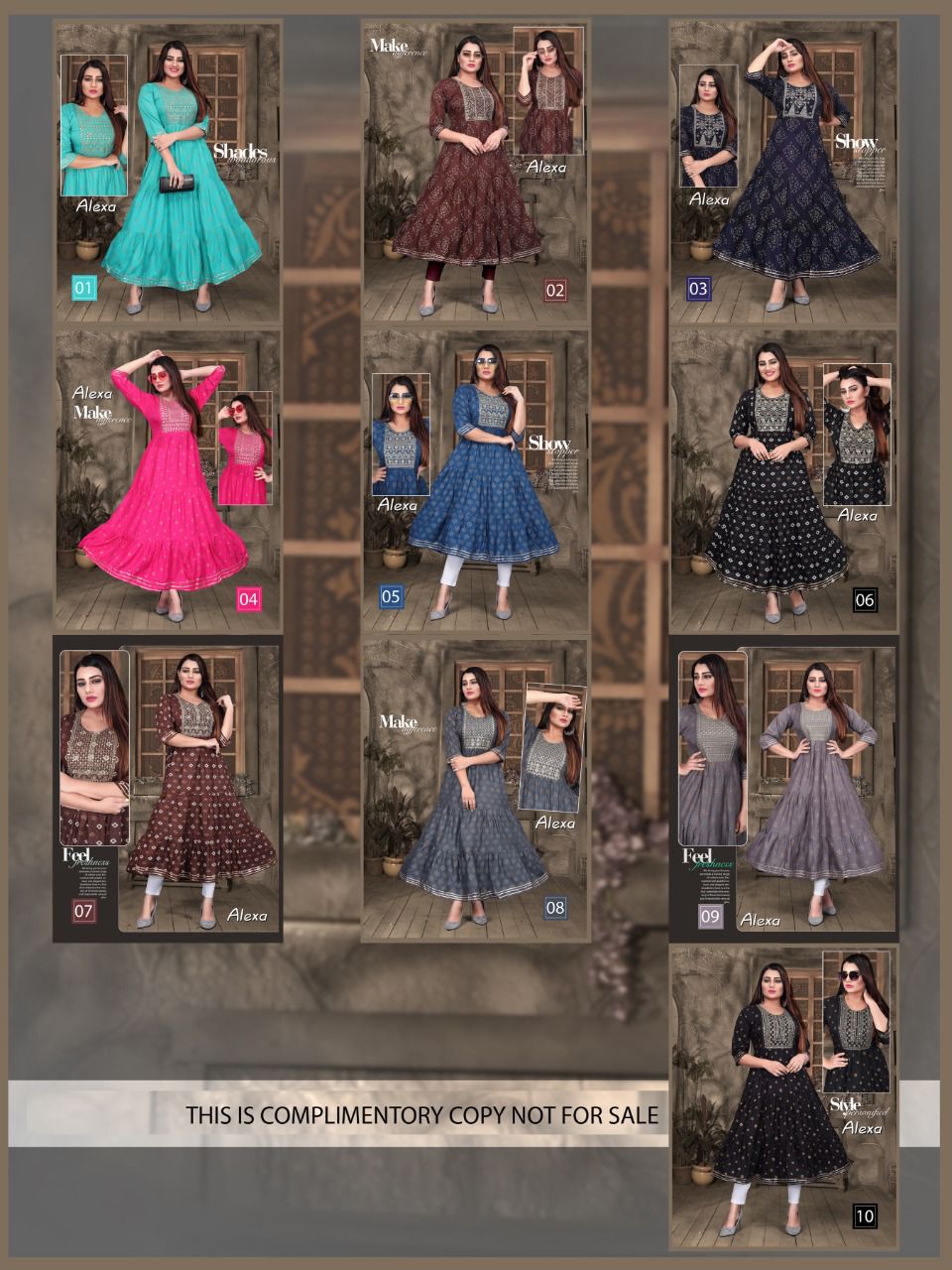 Aagya Golden Alexa Rayon Printed fancy Wear Designer Long Kurti Collection